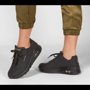 skechers womens gowalk joy evaluate suede trainers black black